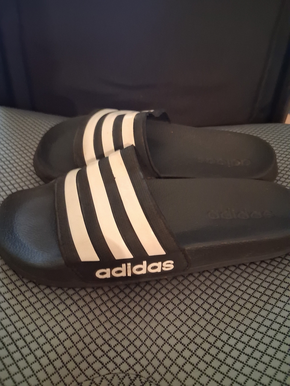adidas Kids' 1 Junior. Black & White Adilette Slides